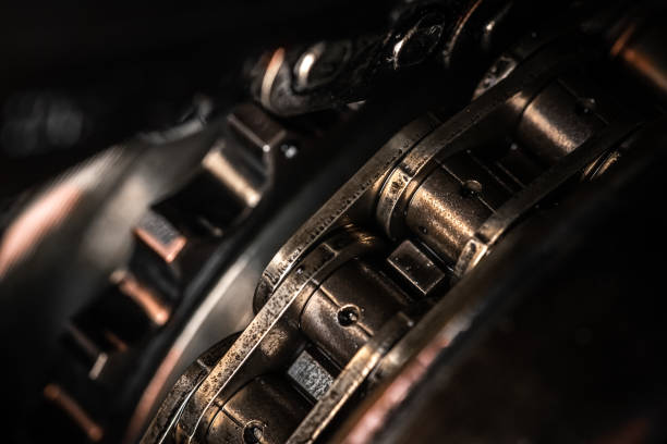 istock Close up of failed timing chain on a cog ready for replacement 1457502648