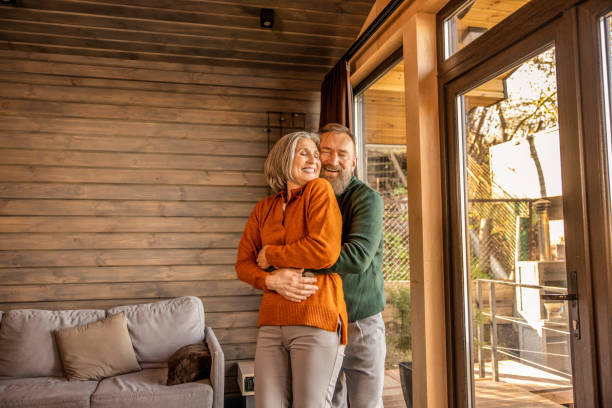 Mature couple feeling excited and romantic