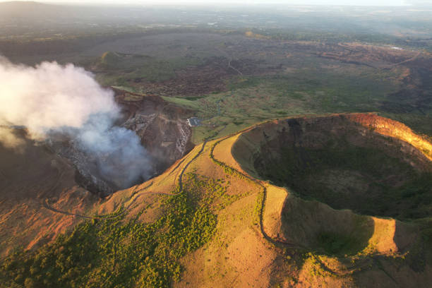 Masaya volcano park on sunset time Masaya volcano park on sunset time aerial drone view masaya volcano stock pictures, royalty-free photos & images