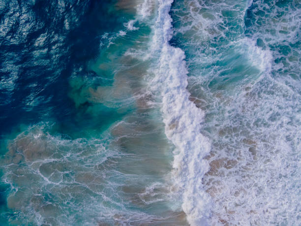 istock Aerial view top-view seawater wave 1457517300