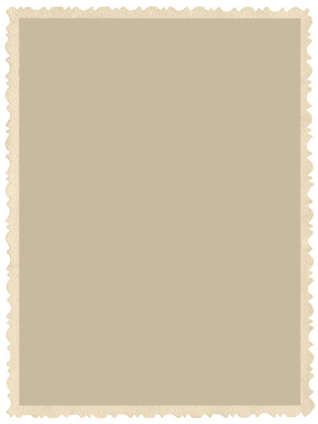 istock Old aged vintage portfolio photograph, framed vertical isolated old retro beige sepia stained edge photo paper picture copy space, blank empty background macro closeup, greeting card golden section sectio aurea mean proportions 1457518619