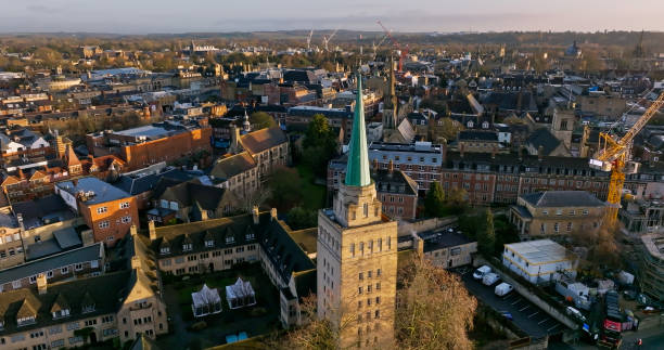 istock Spires and Cranes on Oxford Skyline - Aerial 1457518802