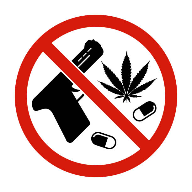 собственность правила оружия знак без наркотиков свободная от оружия зона - gun free zone sign stock illustrations