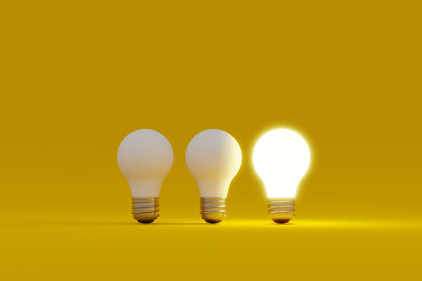 istock A light bulb that lights up alone among the lights that are off, 3d rendering 1457520889