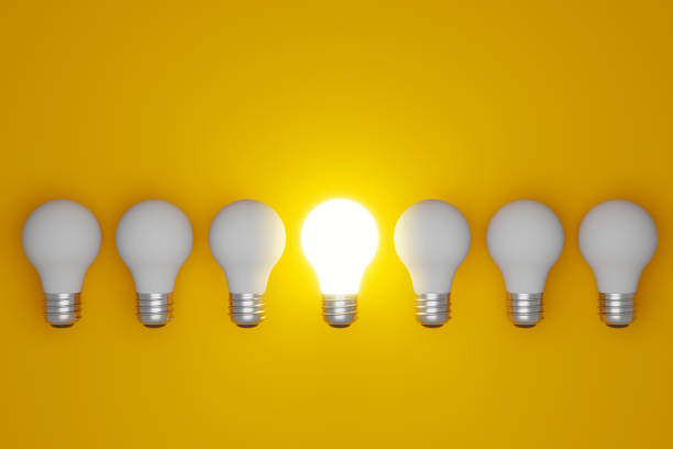 istock A light bulb that lights up alone among the lights that are off, 3d rendering 1457520891