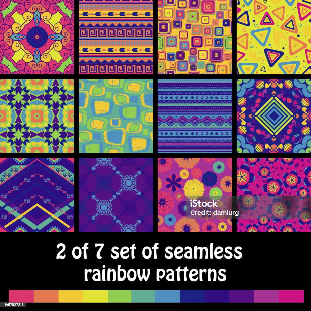 Dull Rainbow Color Patterns 2 Of 7 Seamless Rainbow Patterns Stock Illustration - Download Image ...