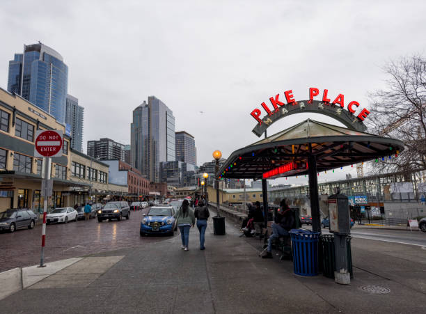 pike place market, seattle, wa - pike place market market seattle tourist zdjęcia i obrazy z banku zdjęć