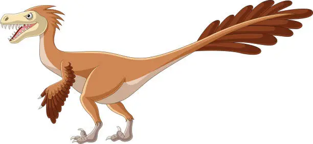 Vector illustration of Cartoon velociraptor on white background