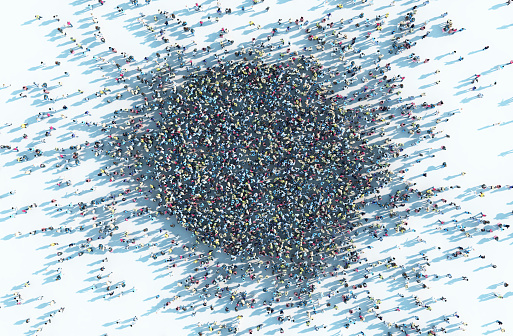 crowd of people viewed from above, 3d render