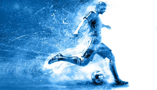 football player on blue background