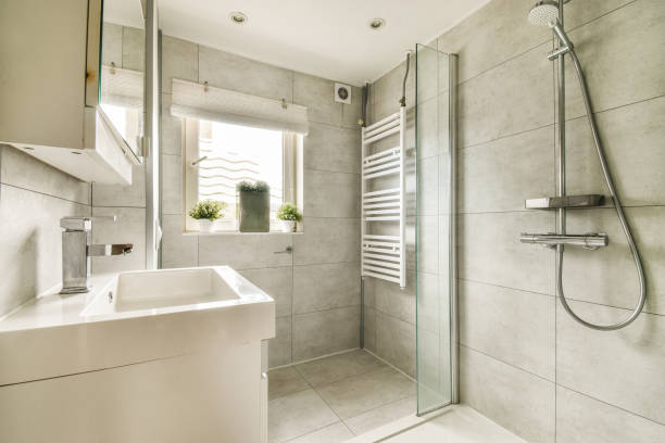 istock Toilet and shower in bathroom 1457534191