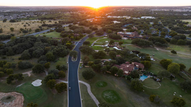 istock Golden Hour sunrise over Gorgeous Texas Community 1457535945