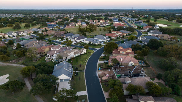 istock Sunrise over Luxury Gold Course Community with New Homes 1457535971