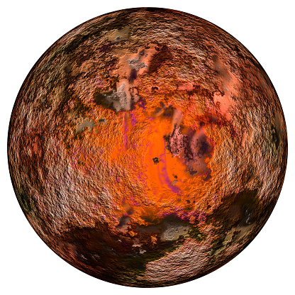 High resolution 3d illustration of planet Mars isolated on white background. Mars is the fourth planet from the Sun and the second-smallest planet in the Solar System, only being larger than Mercury.