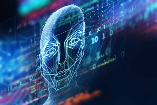 istock 3d illustration of ai human on technology background. 1457540241