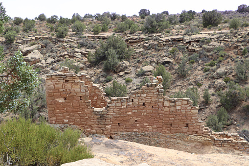 This ancient native American dwelling is located on the Little Ruin Canyon at Hovenweep National Monument in Southeastern Utah. This is located along the southwestern Colorado and Utah border.