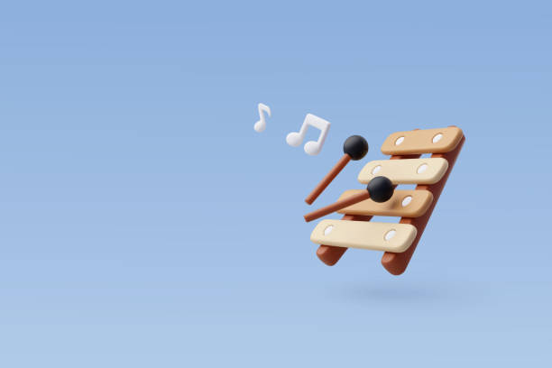 3d vector xylophone, muzyka i instrument concept. - ksylofon stock illustrations