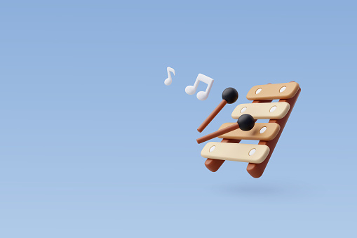 3d Vector Xylophone, Music and Instrument concept, Eps 10 Vector.