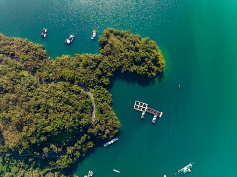 Aerial view Landscape of Sun Moon Lake in Nantou, Taiwan.