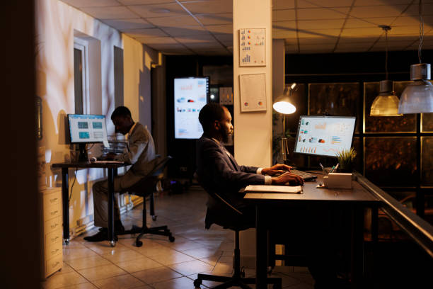istock African american businessman working overhours 1457571363