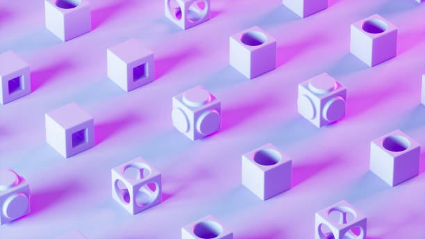 istock Abstract geometric shapes lilac color background 1457572547