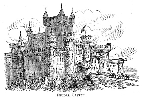 Feudal castle engraving 1897