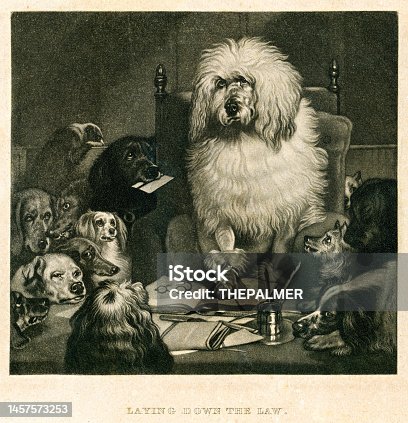 istock Dogs Lay down the Law engraving 1850 1457573253