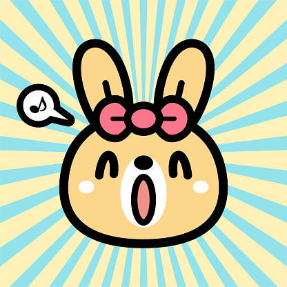 Cute Animal characters vector art illustration.
Cute character design of the rabbit wearing a hair bow.