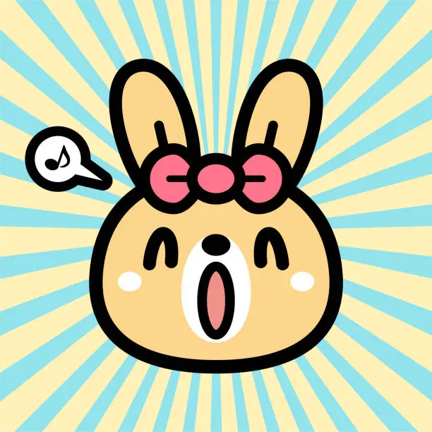 Vector illustration of Cute character design of the rabbit wearing a hair bow