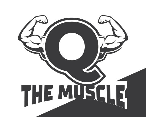 ilustrações de stock, clip art, desenhos animados e ícones de muscular arm letter q logo illustration, fitness gym logo template, design for gym and fitness club. - human muscle human arm muscular build body building