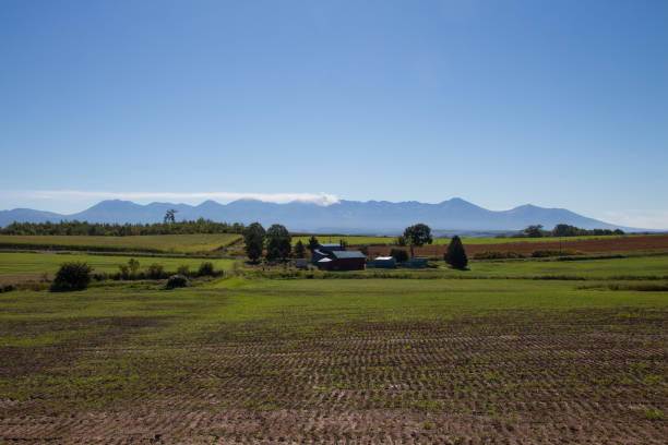 istock Autumn countryside and Tokachi mountain range 1457579723