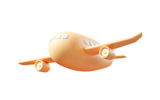 Air plane with cartoon style, 3d rendering. Digital drawing.