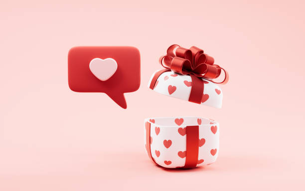 istock Gift box and love heart, festival celebration, 3d rendering. 1457581263