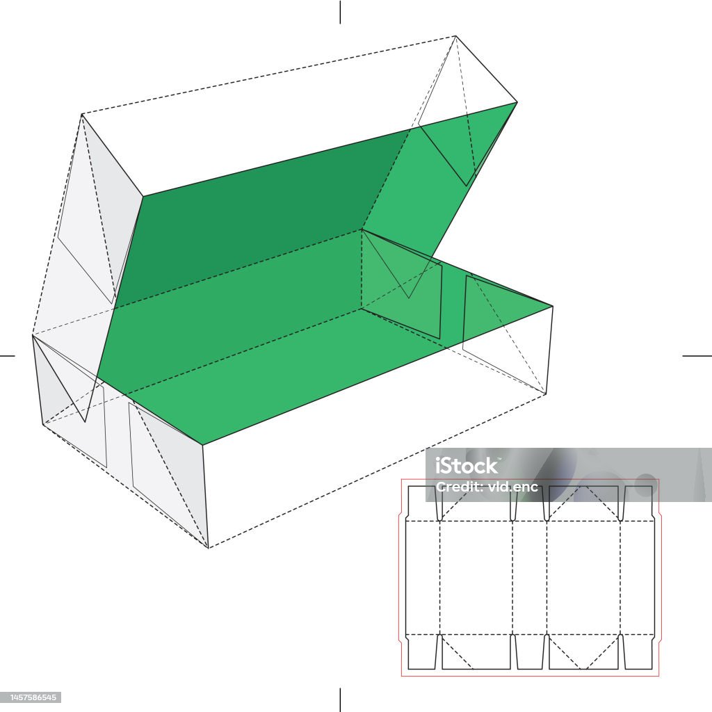 Basic Box Blueprint Foldable Standard Box With Blueprint Stock Illustration - Download ...