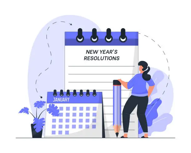 Vector illustration of New Year's Resolutions, Goals, Planner Concept Illustration
