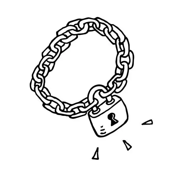 Vector illustration of Chain with Padlock