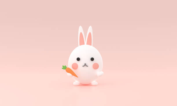 istock 3d rendering illustration of cute rabbit holding carrot decorations. Animal characters isolated on pastel background.  bunny holding carrot minimal . cartoon icons Funny. cute animal symbol of 2023. 1457597641