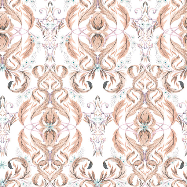 istock Watercolor  vintage abstract  floral seamless pattern texture. Arab tiles. 1457604273