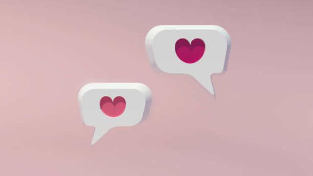 istock Cute talk icon or chat icon and heart emotion icon 3d render. 1457606614