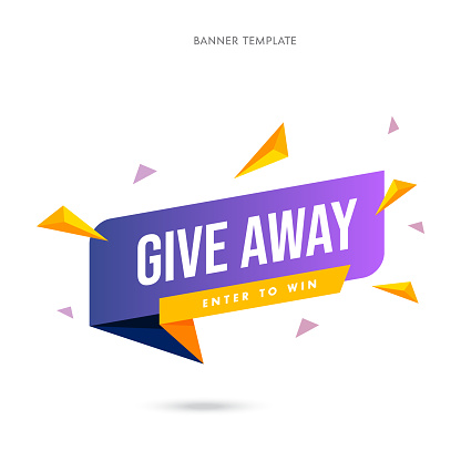 Give Away isolated vector icon paper style. Promotion sign. Triangle shapes. Vector stock illustration
