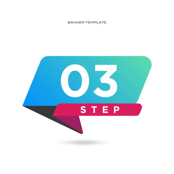 Vector illustration of Gradient color banner. Step Number 3. Vector stock illustration