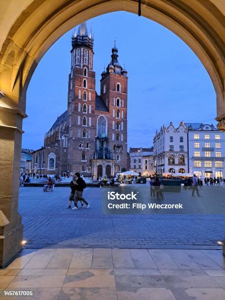 St Marys Basilica In Krakow Stock Photo - Download Image Now - Architecture, Building Exterior, Built Structure