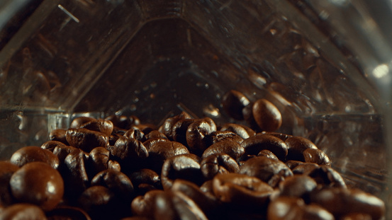 Inside view of jar with coffee grains