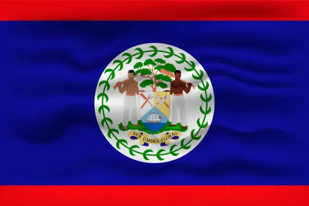 Vector illustration of Waving flag of the country Belize. Vector illustration.