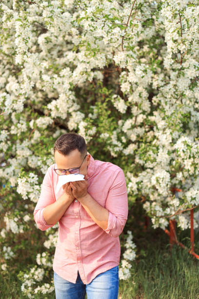 seasonal allergies in spring in a man