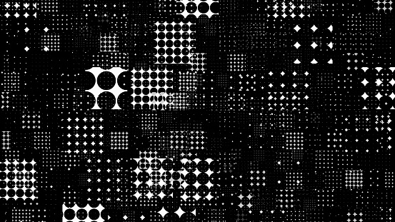 Abstract grid futuristic black and white background, perfectly usable as a symbol for artificial intelligence, the internet of things, data exchange, or network security.