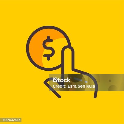 istock Pay Per Click Color Flat Line Icon Design with Editable Stroke. Suitable for Web Page, Mobile App, UI, UX and GUI design. 1457632547