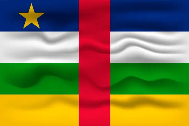 Vector illustration of Waving flag of the country Central African Republic. Vector illustration.