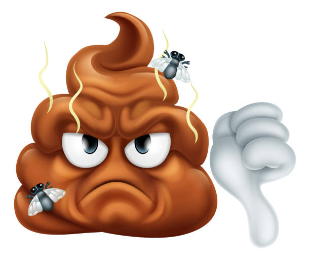 angry mad dislike hass poop poo emoticon emoji - shit faced stock-grafiken, -clipart, -cartoons und -symbole