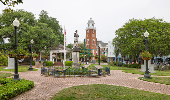 Bainbridge,. Georgia, USA - April 16, 2022: The Willis Park and its Civil War Monument